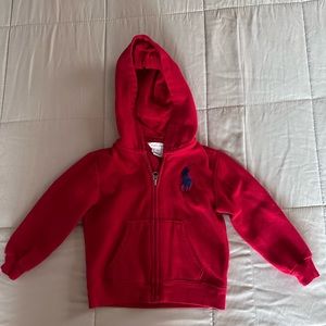 Ralph Lauren red zip up hoodie 24 months